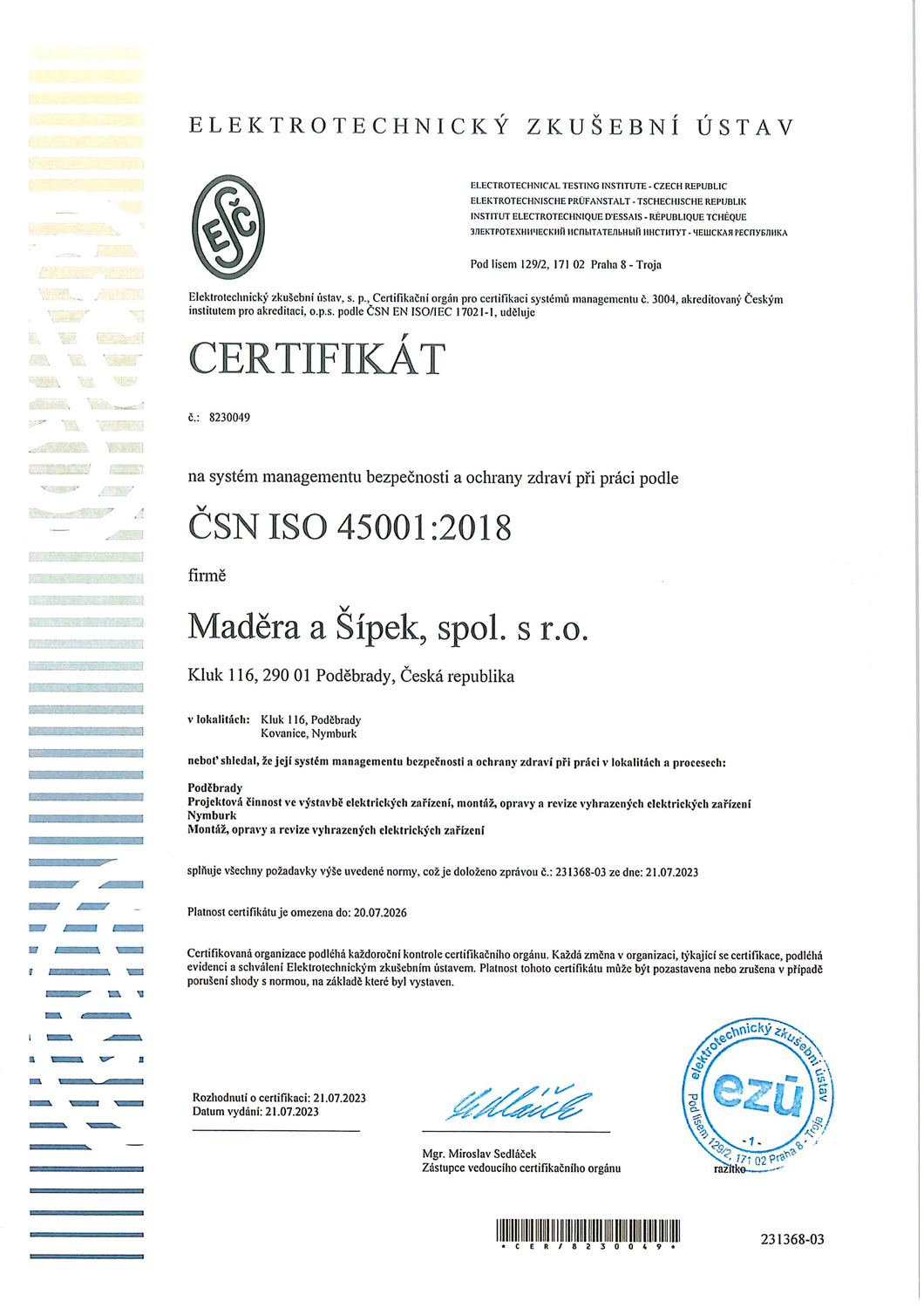 ČSN ISO 45001:2018