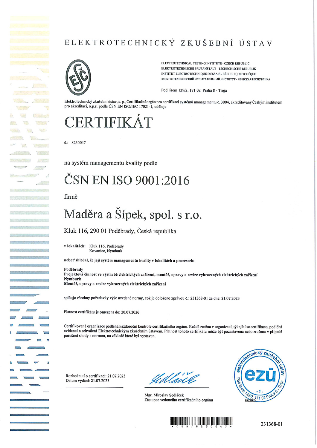 ČSN EN ISO 9001:2016